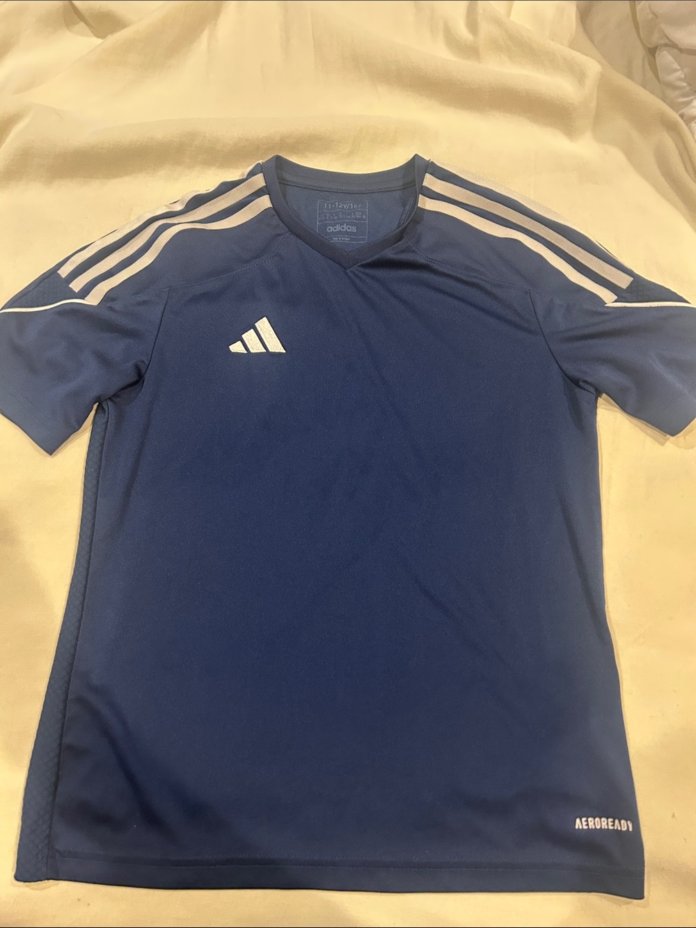 Adidas Boys Navy Blue AEROREADY Performance Soccer Shirt